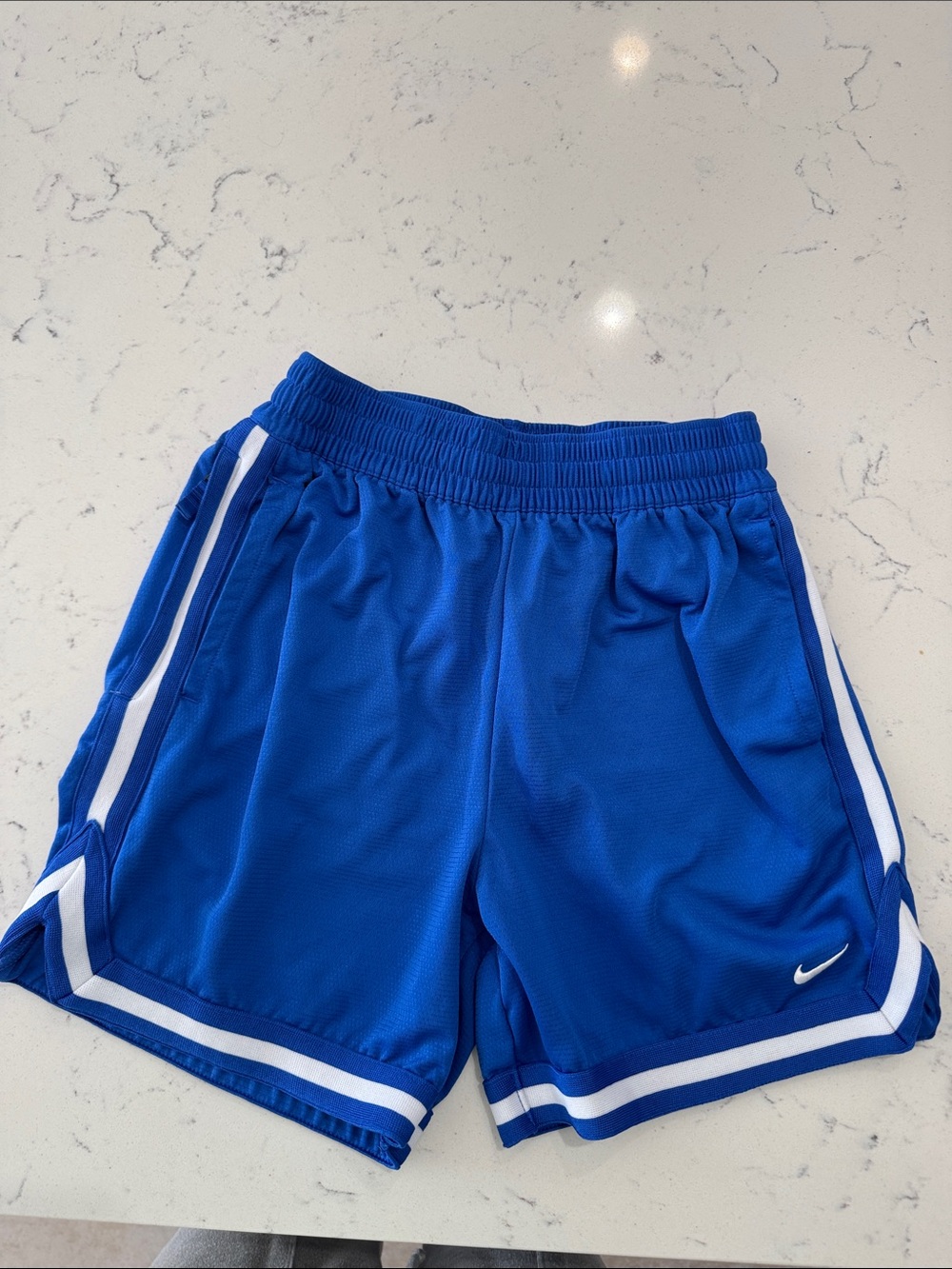 Nike Boy’s Blue Athletic Shorts with White Stripe